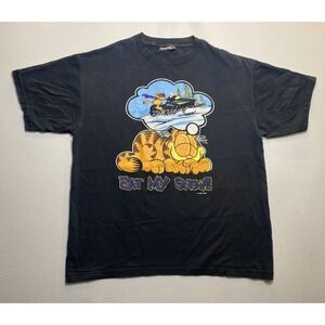 Garfield Eat My Snow Men's XL 1994 PAWS Single Stitch Vintage Black Snowmobile